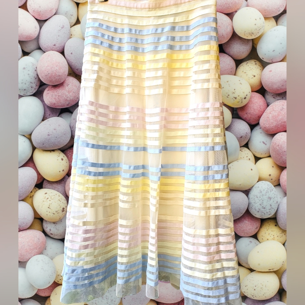 French Connection Delilah Ribbon-Trim A-Line Midi Skirt Size 6